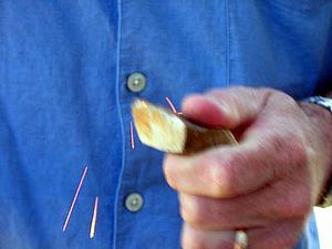 Flint stone making sparks. 